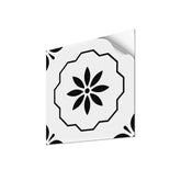 Peel and Stick Backsplash Tile Stickers, Black White Flower Stick On Tiles, PVC Tile Stickers for Kitchen, Heat Resistant Self Adhesive Tiles for Walls Waterproof